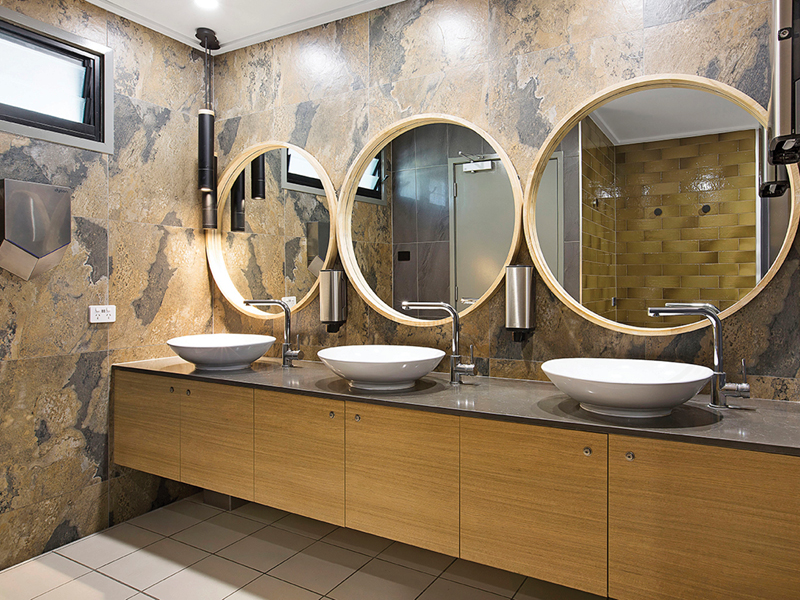 Private bathroom amenities at Coral Sea Marina