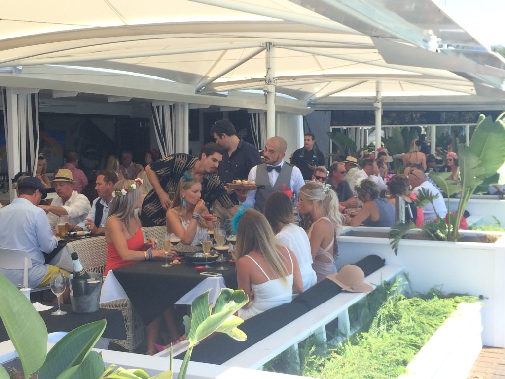 Many people enjoying lunch during the Melbourne Cup at Hemingways