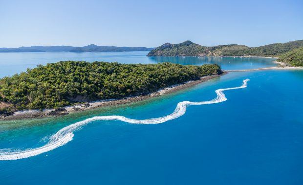 Aerial of Whitsunday Jetski Tours by South Molle Island in the Whitsundays