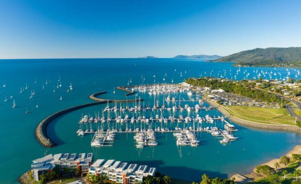aerial image of Coral Sea Marina in the Whitsundays