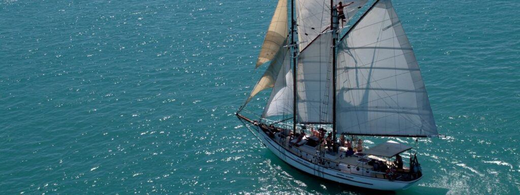 Tall Ship sailing with full sails hoisted in the Whitsundays