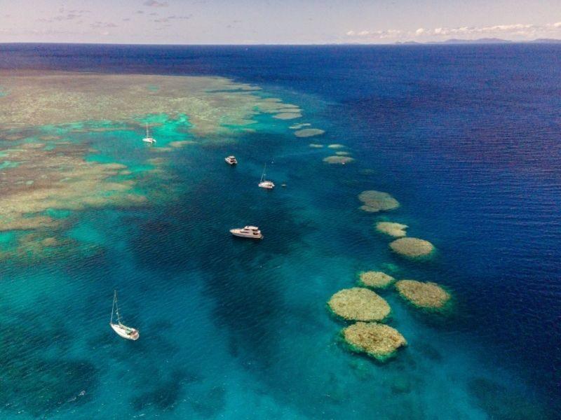 Yachts anchored on the Great Barrier Reef