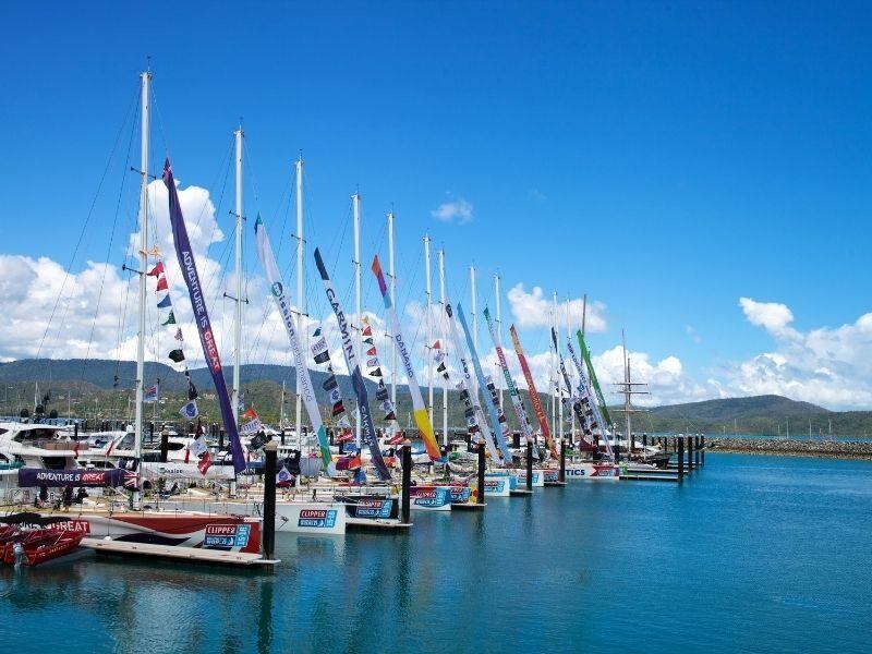 The Clipper Round the World Yacht Race fleet at Coral Sea Marina in 2016