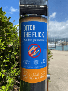 Ditch The Flick Campaign - cigarette butt bin with sticker