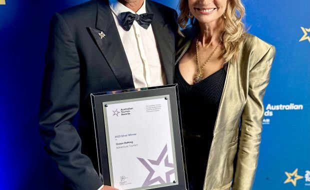 Peter Claxton and Jan Claxton at the Australian Tourism Awards on behalf of Ocean Rafting